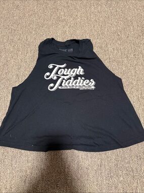 Tough Tiddies Black Graphic Crop Tank - Women's Sleeveless Top